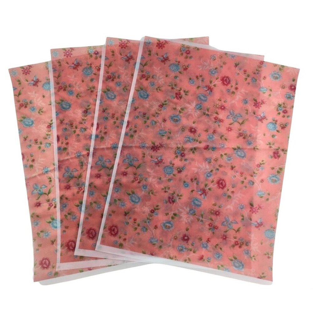 Vellum Sheets Floral Pattern Pink Origami Paper Transparent 4 Sheets mq